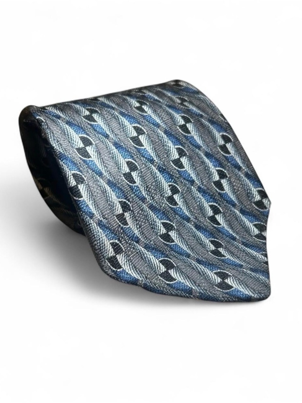 Christian Dior Monsieur Silk Tie Mens Blue Grey Patterned Designer Neckwear